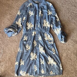 Floral Blue Button-Up Dress